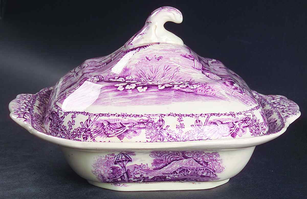Pastoral Davenport Amethyst Square Covered Vegetable by Arthur J Wilkinson-1