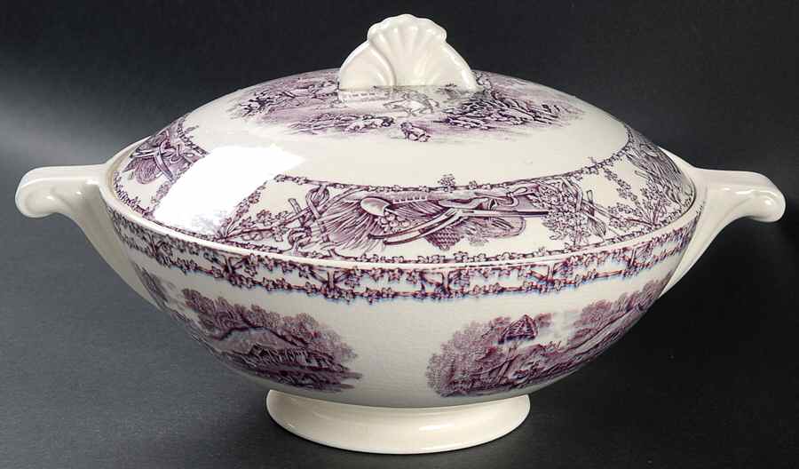 Pastoral Davenport Amethyst Round Covered Vegetable by Arthur J Wilkinson-1