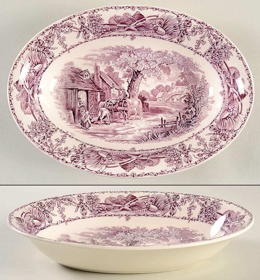 Pastoral Davenport Amethyst 10" Oval Vegetable Bowl by Arthur J Wilkinson-1