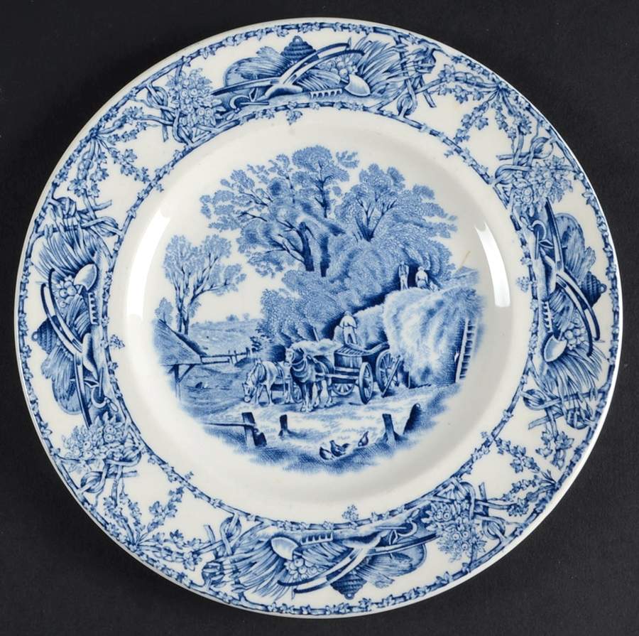 Pastoral Davenport Blue Bread & Butter Plate by Arthur J Wilkinson-1