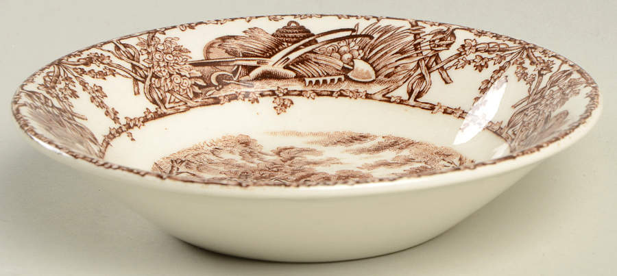 Pastoral Davenport Brown Fruit/Dessert (Sauce) Bowl by Arthur J Wilkinson-1