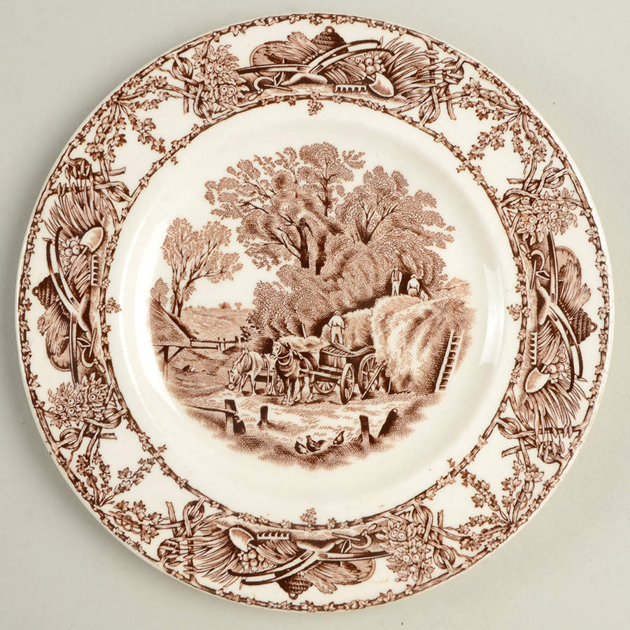Pastoral Davenport Brown Bread & Butter Plate by Arthur J Wilkinson-1