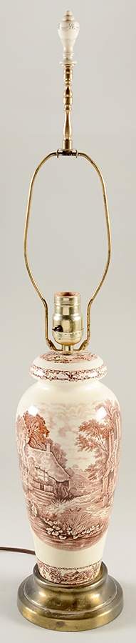 Pastoral Davenport Brown 22" Electric Lamp No Shade by Arthur J Wilkinson-1