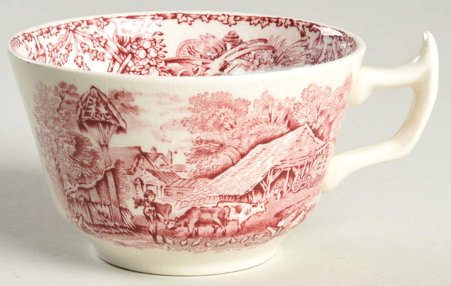 Pastoral Davenport Red Flat Cup by Arthur J Wilkinson-1