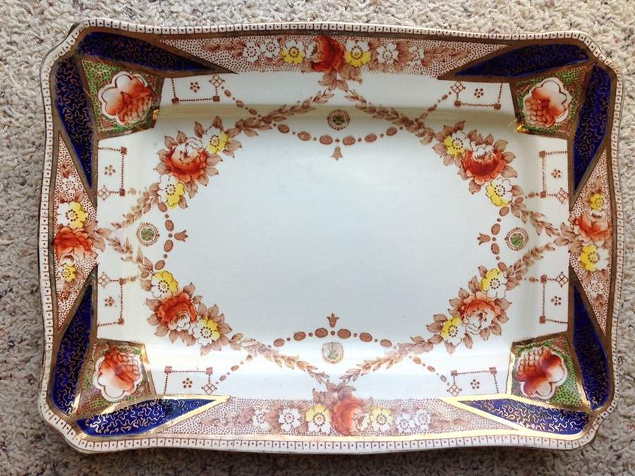 Stafford Brown, Rust and Yellow 12" Oval Serving Platter by Arthur J Wilkinson-1