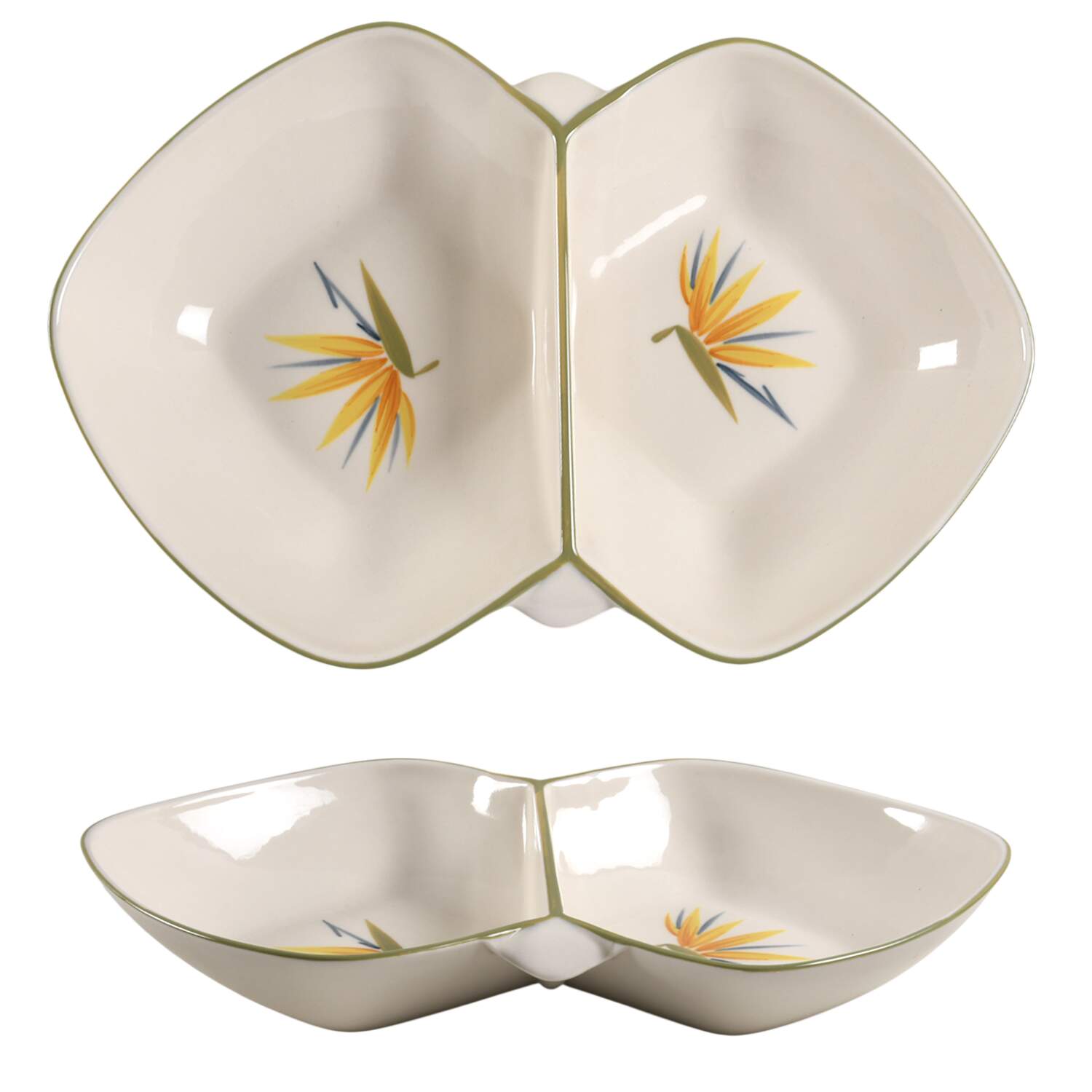 Bird of Paradise 16" Oval Divided Vegetable Bowl by Winfield-1