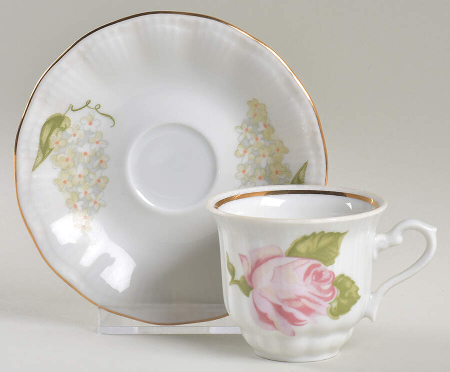 Briar Rose Flat Demitasse Cup & Saucer Set by Walbrzych-1