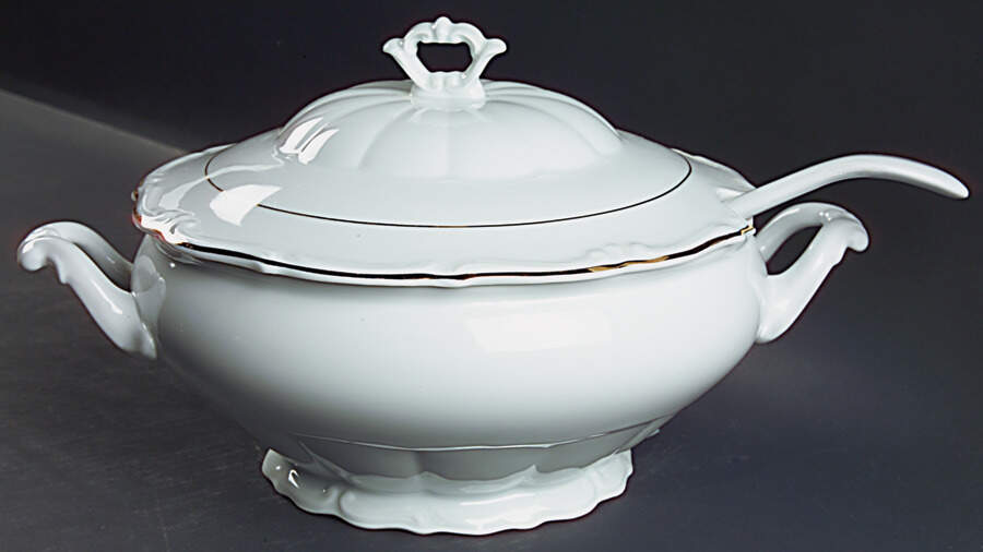 Empire (Gold Trim) Tureen & Lid w/Ladle by Walbrzych-1