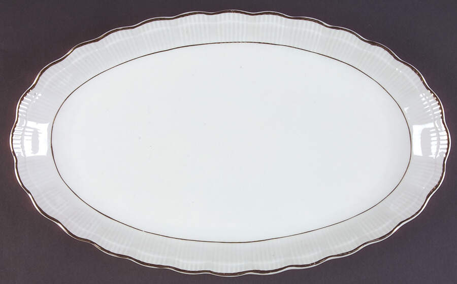 Empire (Gold Trim) 15" Oval Serving Platter by Walbrzych-1
