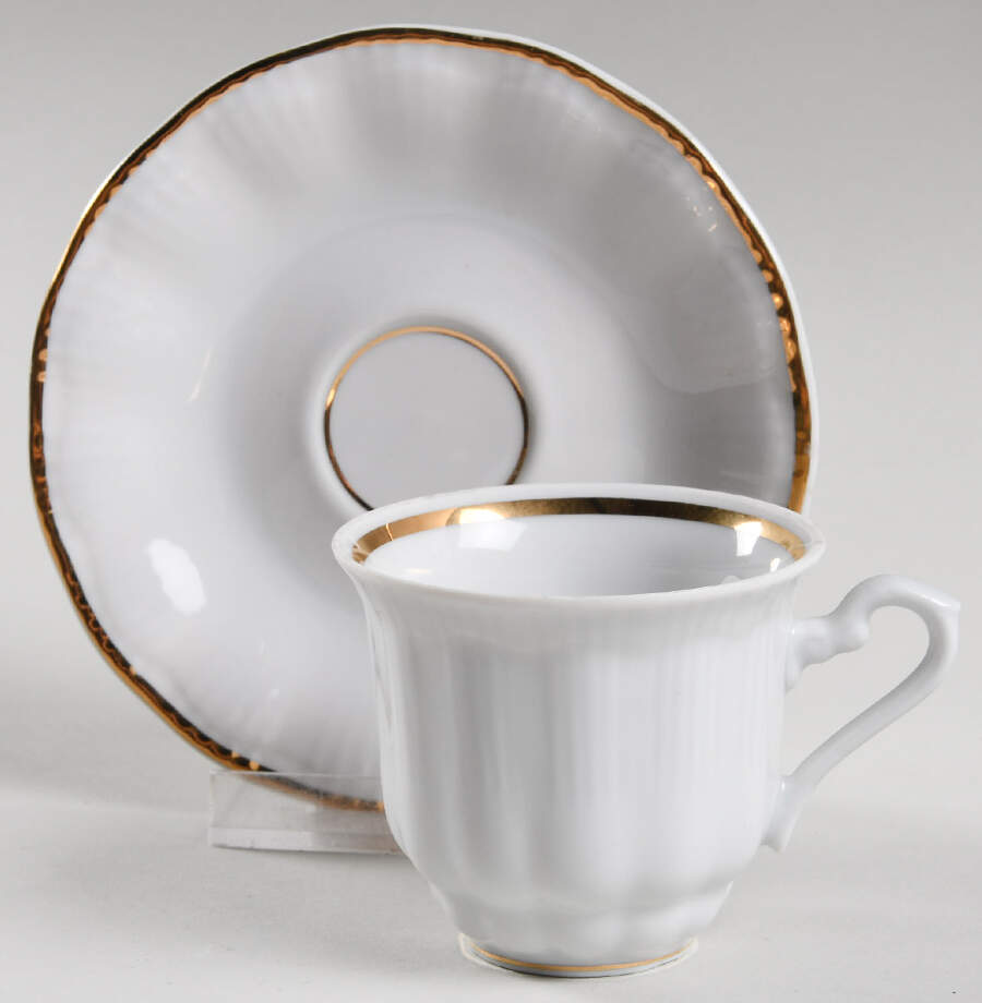 Empire (Gold Trim) Flat Demitasse Cup & Saucer Set by Walbrzych-1