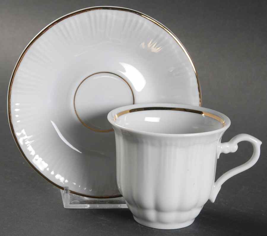 Empire (Gold Trim) Flat Demitasse Cup & Saucer Set by Walbrzych-1
