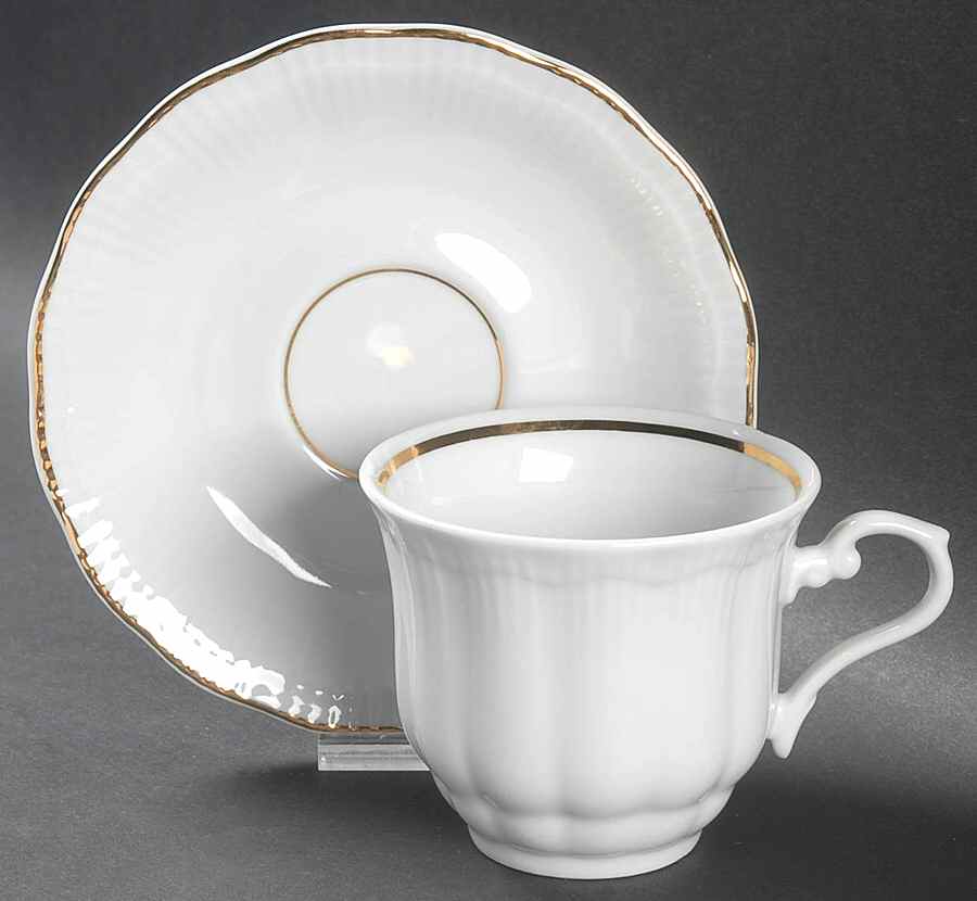Empire (Gold Trim) Flat Cup & Saucer Set by Walbrzych-1