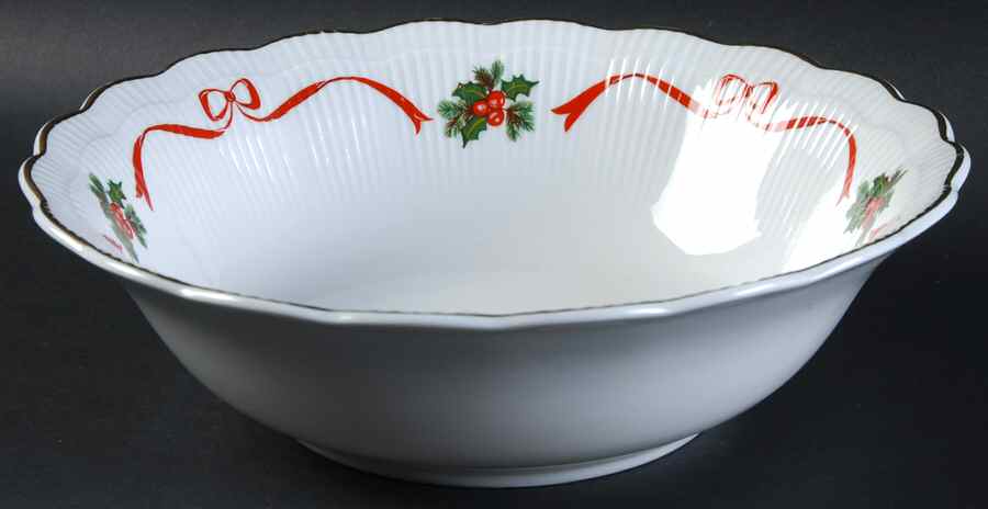 Holiday Ribbon (Ribbed) 9" Round Vegetable Bowl by Walbrzych-1