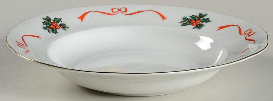 Holiday Ribbon (Swirled) Rim Soup Bowl by Walbrzych-1