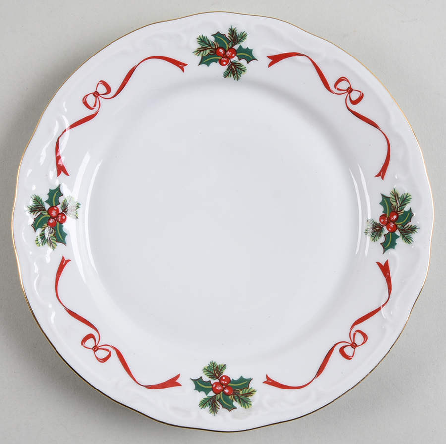 Holiday Ribbon (Scalloped) Salad Plate by Walbrzych-1
