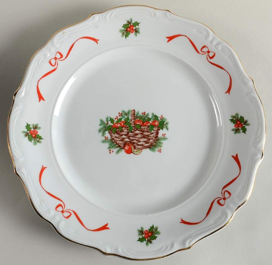 Holiday Ribbon (Scalloped) 12" Chop Plate (Round Platter) by Walbrzych-1