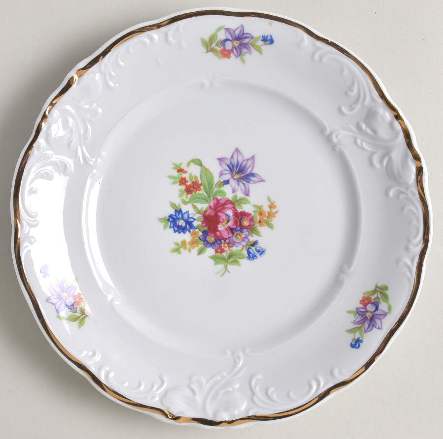 Meissen Flower (Raised Scroll) Salad Plate by Walbrzych-1