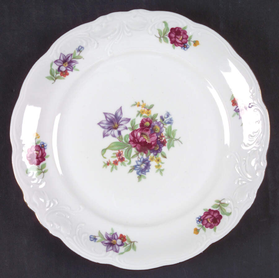 Meissen Flower (Raised Scroll) Bread & Butter Plate by Walbrzych-1