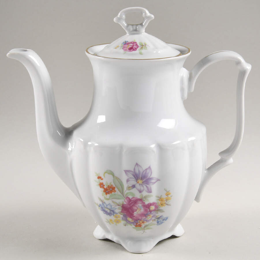 Meissen Flower (Raised Scroll) Coffee Pot & Lid by Walbrzych-1