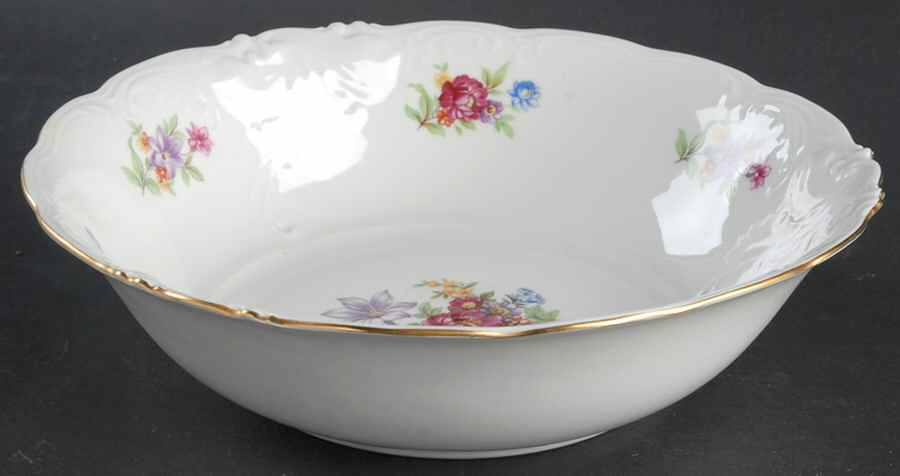 Meissen Flower (Raised Scroll) 9" Round Vegetable Bowl by Walbrzych-1