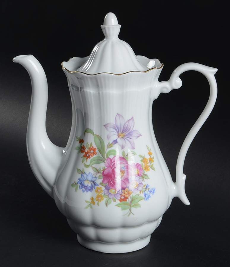 Meissen Flower (Ribbed) Coffee Pot & Lid by Walbrzych-1