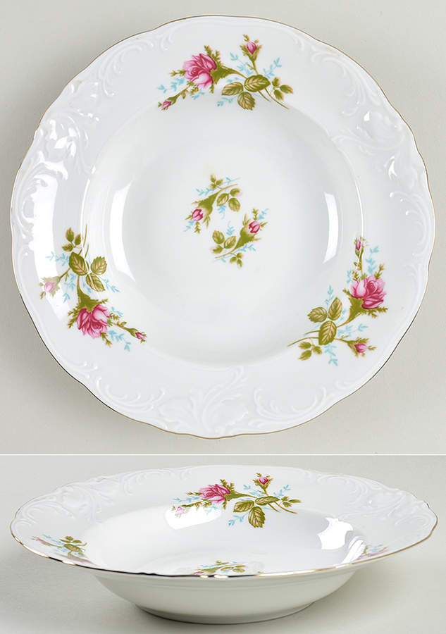 Moss Rose Rim Soup Bowl by Walbrzych-1