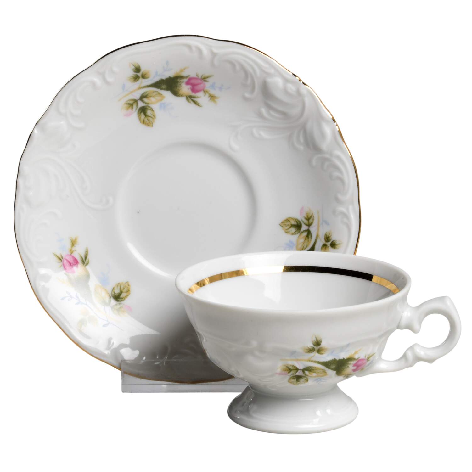 Moss Rose Footed Demitasse Cup & Saucer Set by Walbrzych-1