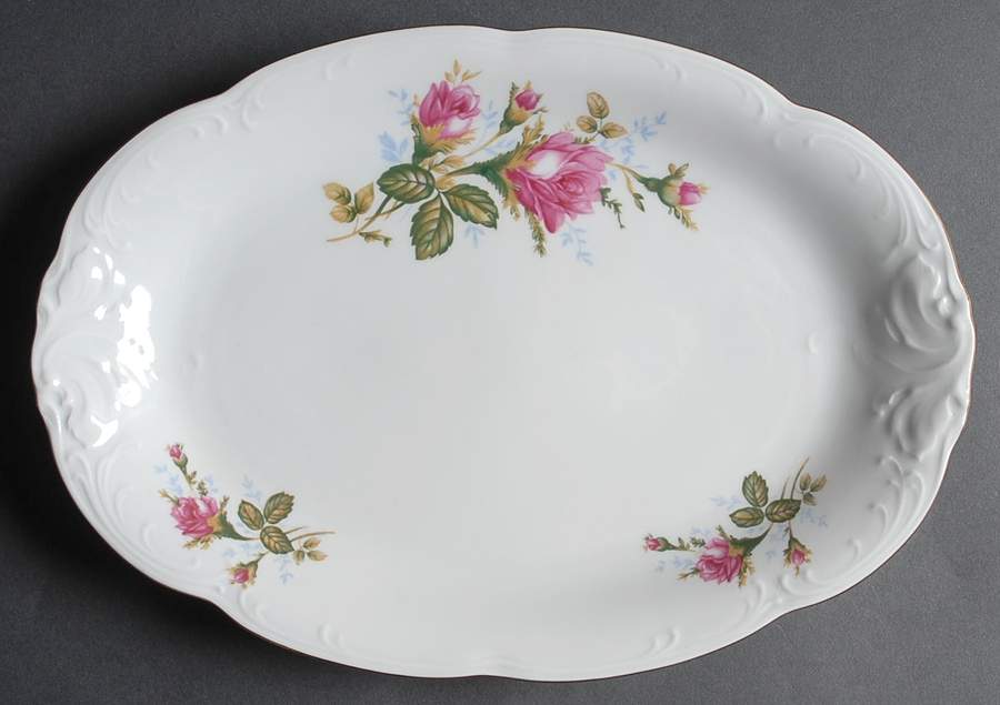 Moss Rose 13" Oval Serving Platter by Walbrzych-1
