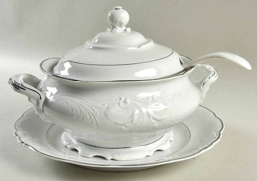 Platina Tureen & Lid w/Ladle & Underplate by Walbrzych-1