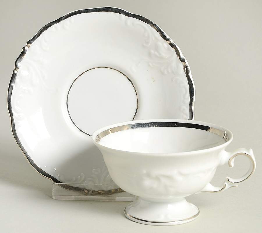 Platina Footed Demitasse Cup & Saucer Set by Walbrzych-1