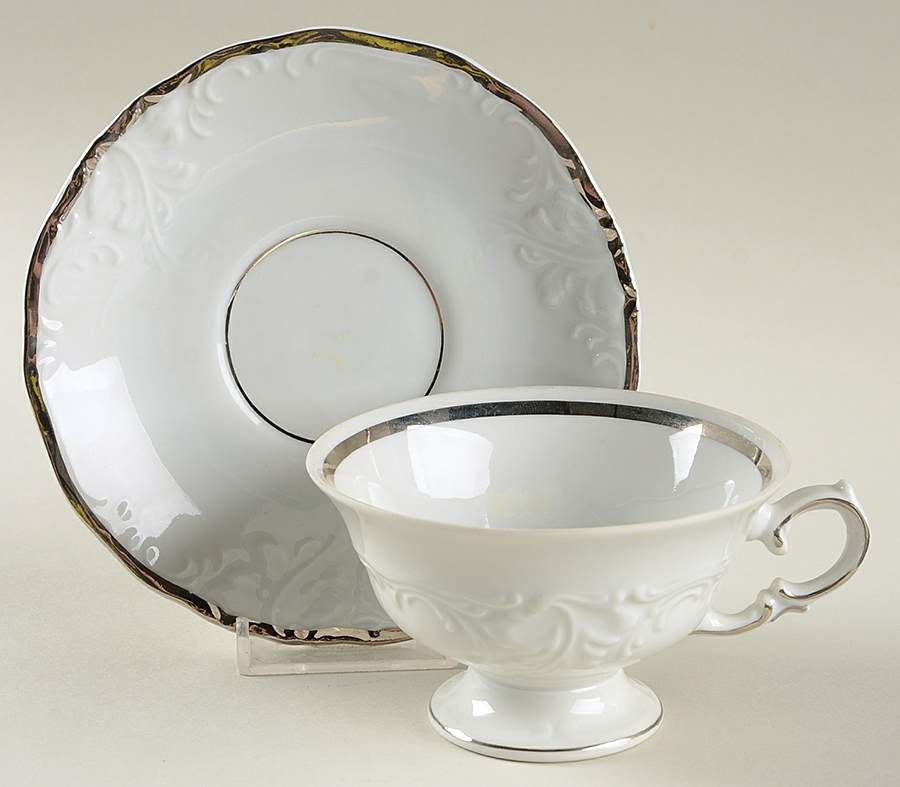 Platina Footed Cup & Saucer Set by Walbrzych-1