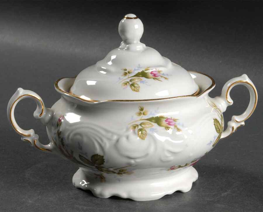 Pompadour Rose Sugar Bowl & Lid by Walbrzych-1