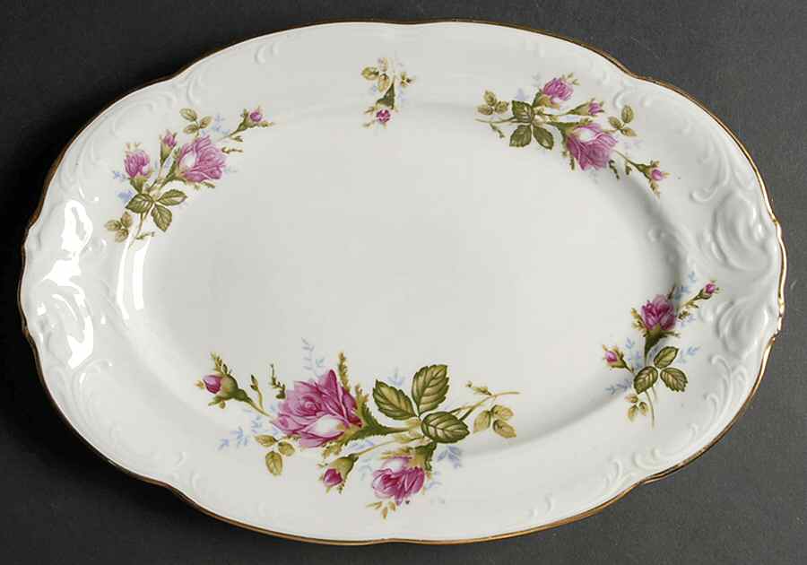 Pompadour Rose 13" Oval Serving Platter by Walbrzych-1