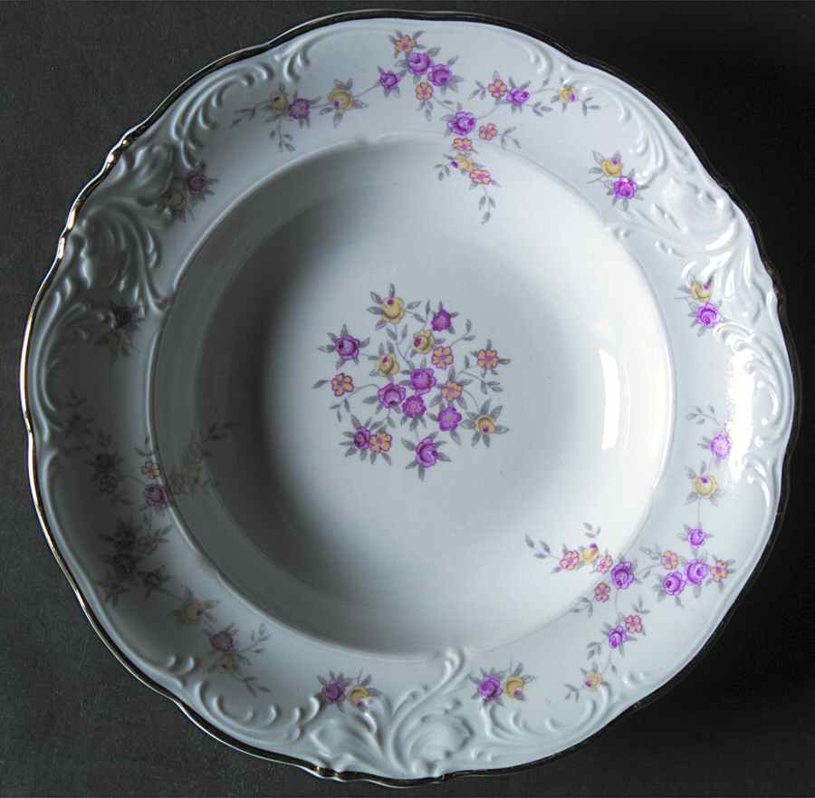 Rose Garland Rim Soup Bowl by Walbrzych-1