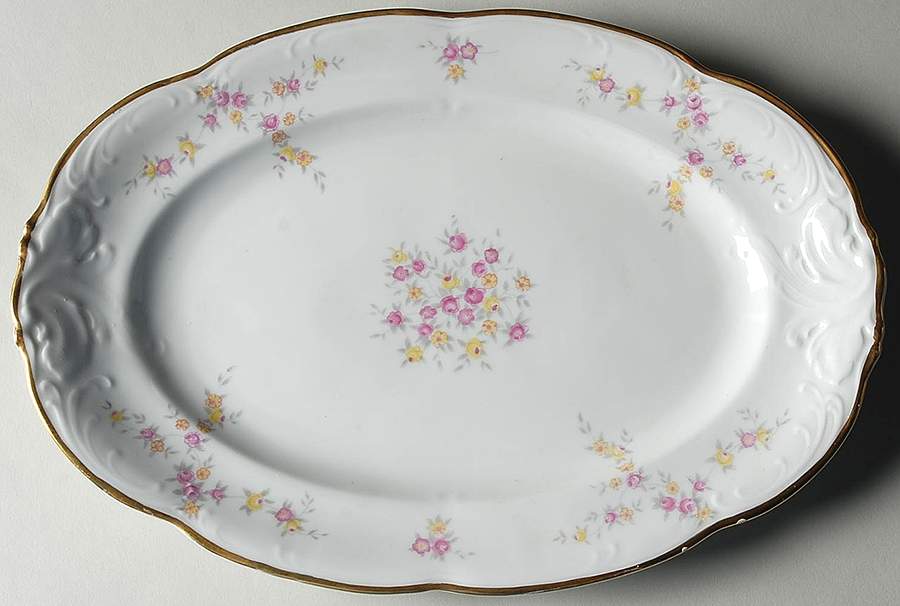 Rose Garland 12" Oval Serving Platter by Walbrzych-1