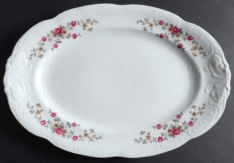 Rosebud 13" Oval Serving Platter by Walbrzych-1