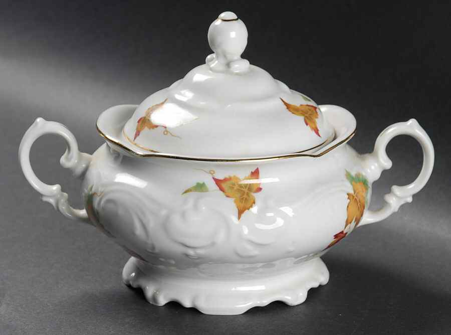 Autumn Leaves Sugar Bowl & Lid by Walbrzych-1