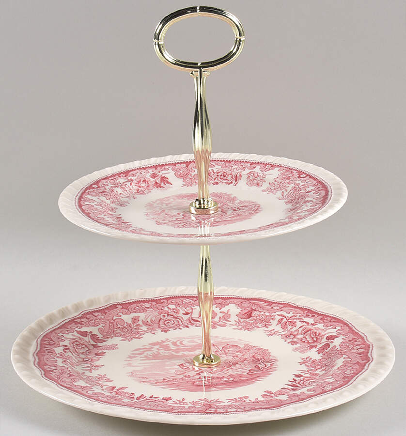 Herald Pink 6 5/8"-10"  2 Tiered Serving Tray (Dp, Sp) HC by Walker-1