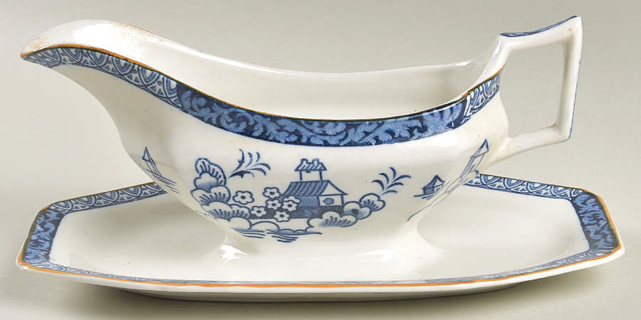 Alva Gravy Boat with Attached Underplate by Wood & Sons-1