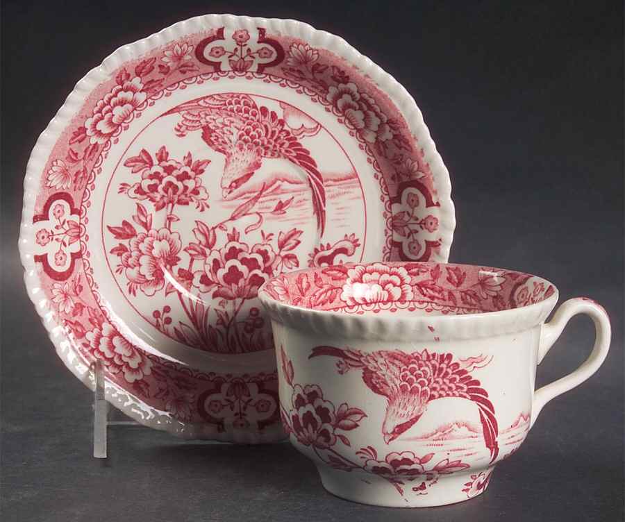 Aquila Pink Flat Cup & Saucer Set by Wood & Sons-1