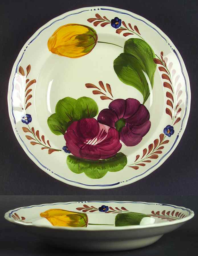 Belle Fiori (Scalloped) Large Rim Soup Bowl by Wood & Sons-1