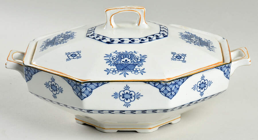 Blue Bombay Round Covered Vegetable by Wood & Sons-1