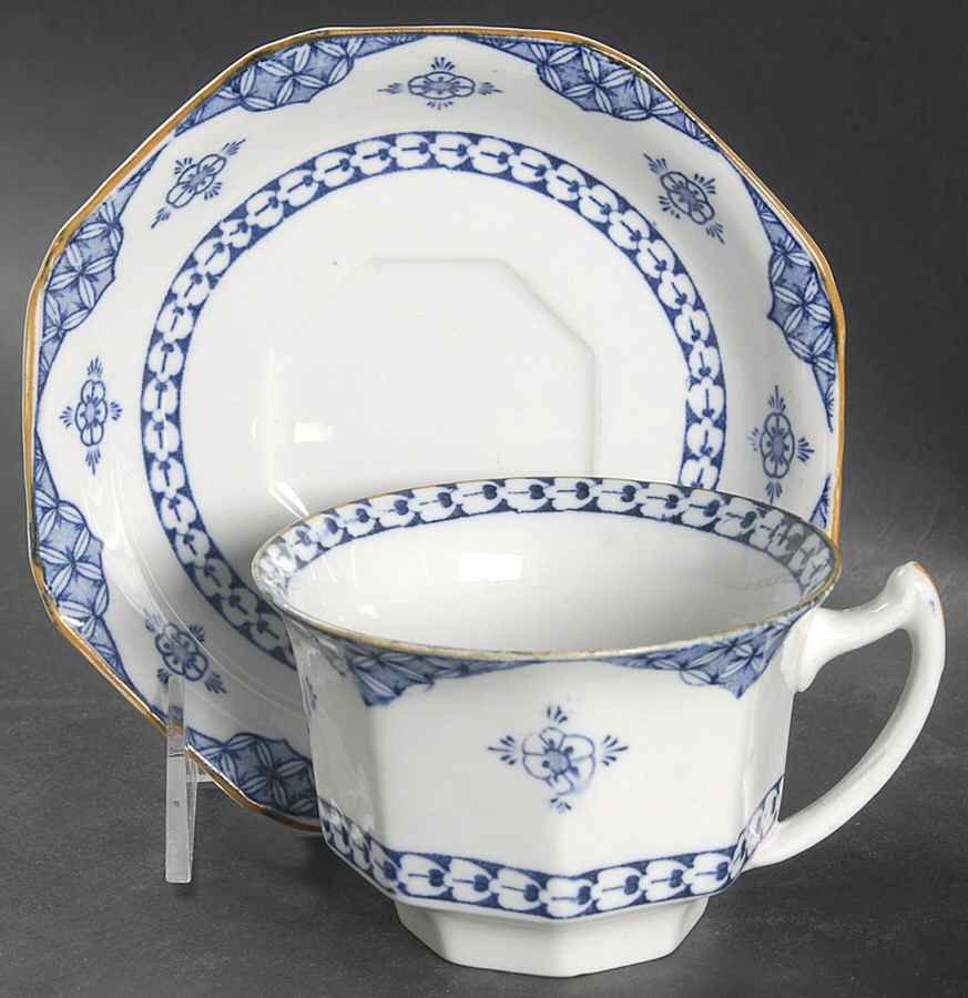 Blue Bombay Flat Cup & Saucer Set by Wood & Sons-1