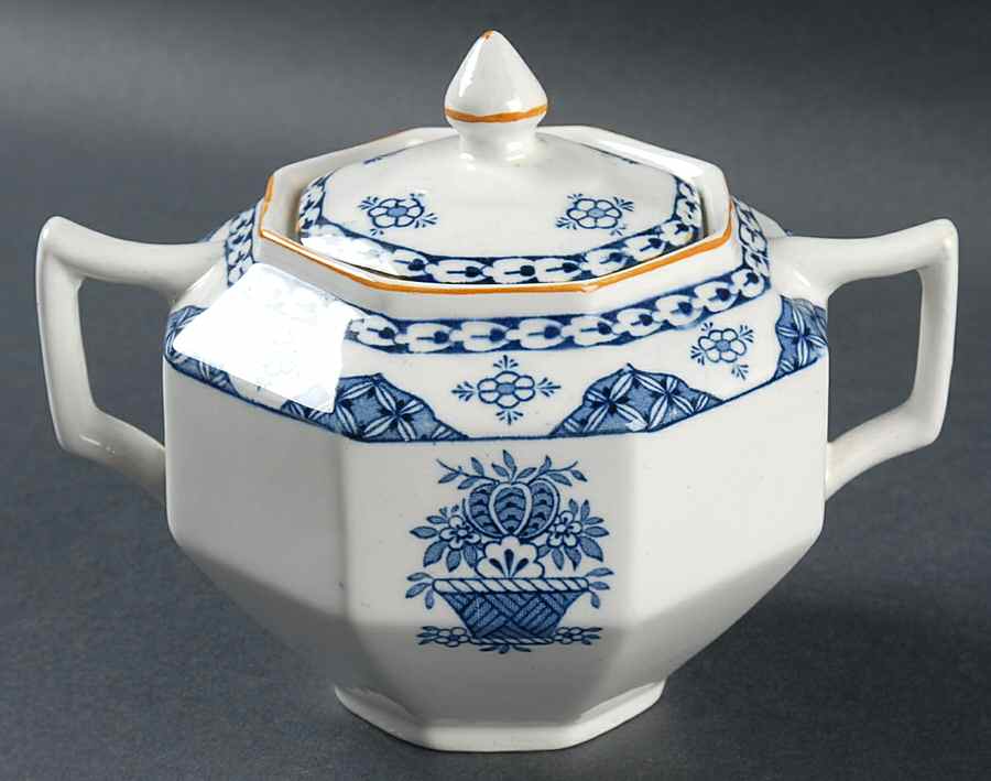 Blue Bombay Sugar Bowl & Lid by Wood & Sons-1