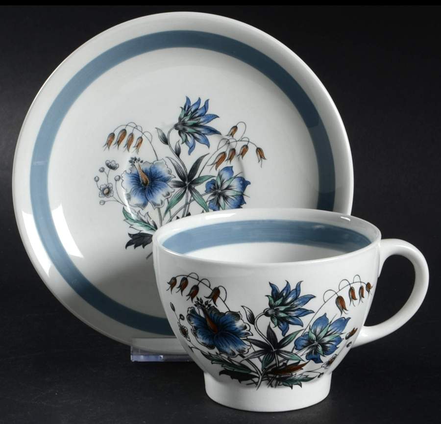 Blue Meadow Flat Cup & Saucer Set by Wood & Sons-1
