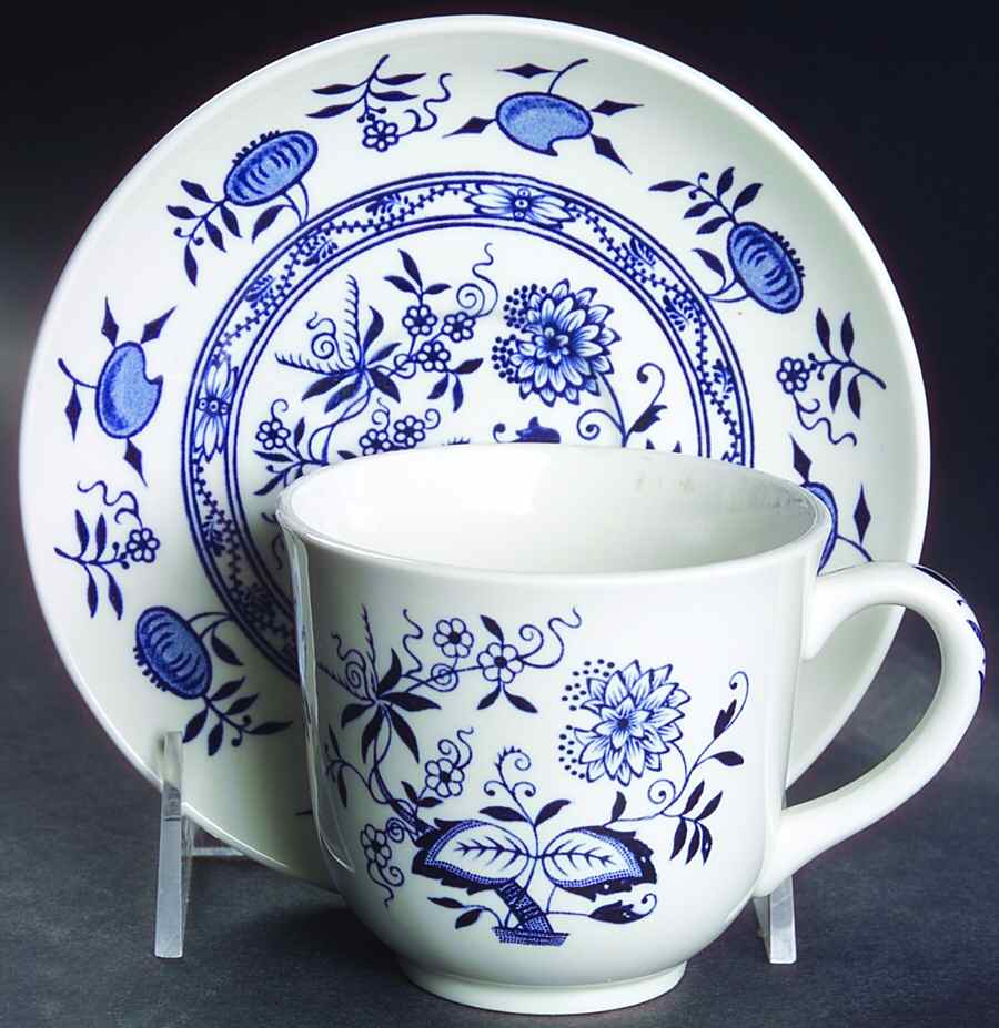 Blue Onion Flat Cup & Saucer Set by Wood & Sons-1