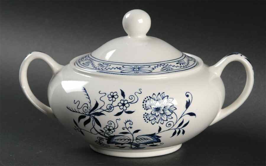 Blue Onion Sugar Bowl & Lid by Wood & Sons-1