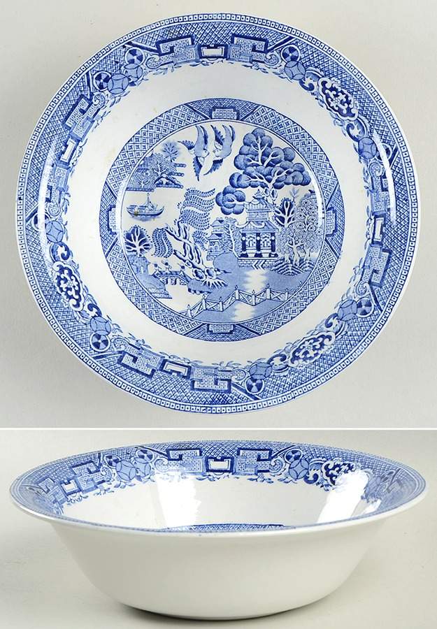 Blue Willow (Older) 8" Round Vegetable Bowl by Wood & Sons-1