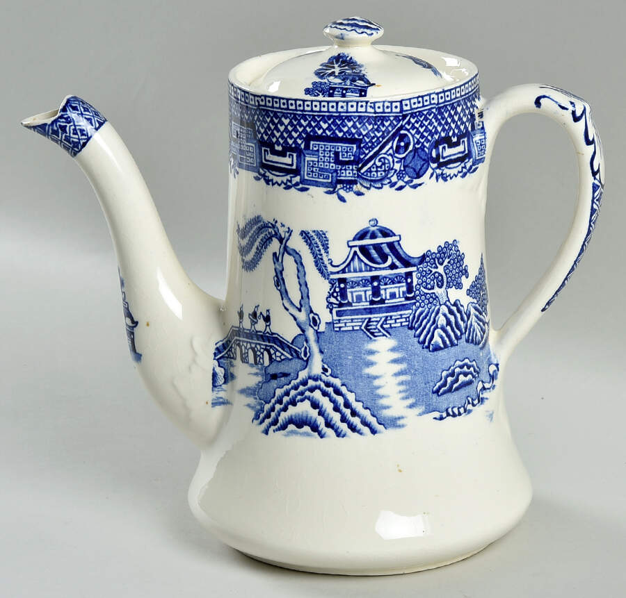Blue Willow (Older) Coffee Pot & Lid by Wood & Sons-1