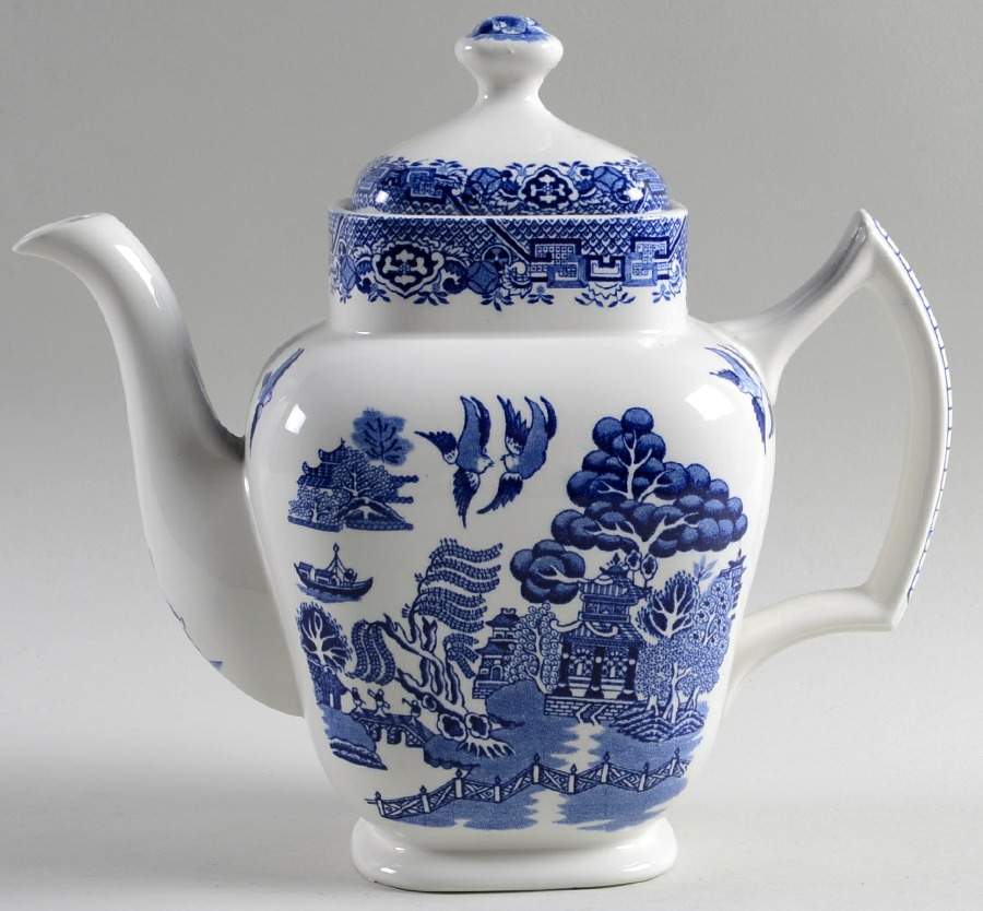 Blue Willow (Older) Coffee Pot & Lid by Wood & Sons-1